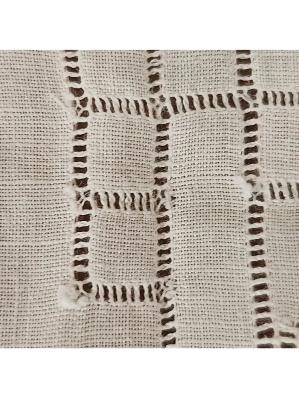 Vintage Square Linen Tablecloth With Intricate Embroidered Floral Pattern & Croc